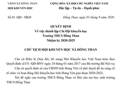 Quyết định thành lập Chi hội Khuyến học trường THCS Đồng Than